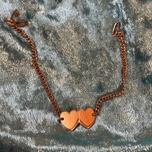 Webster Kids VTG 1/20 12K GF Rose Gold Double Heart Bracelet Sister Hook 2g